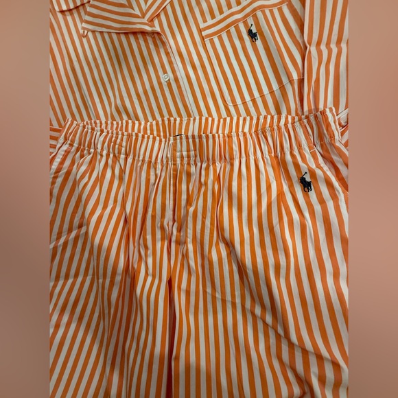 Polo by Ralph Lauren Orange and White Striped Women's Pajama Set - Picture 4 of 16